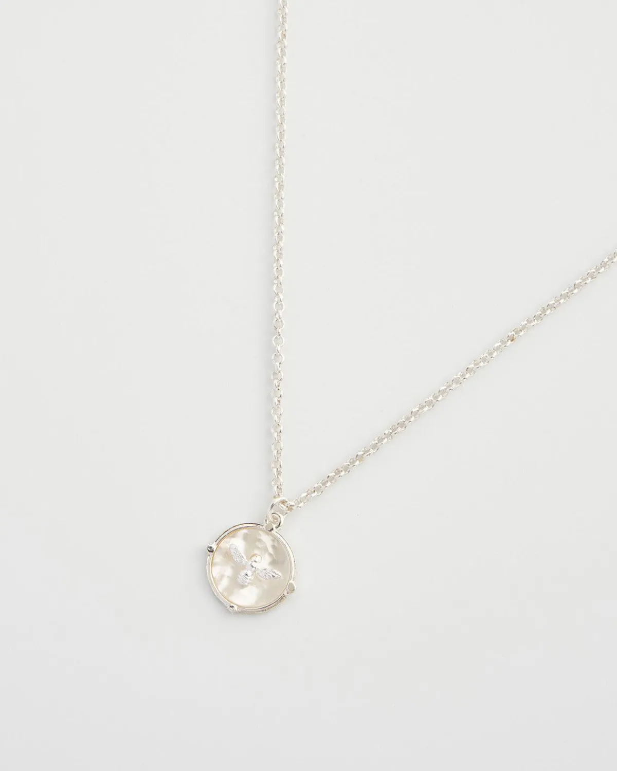 Necklaces-Fable England Honey Bee & Pearl Pendant Silver