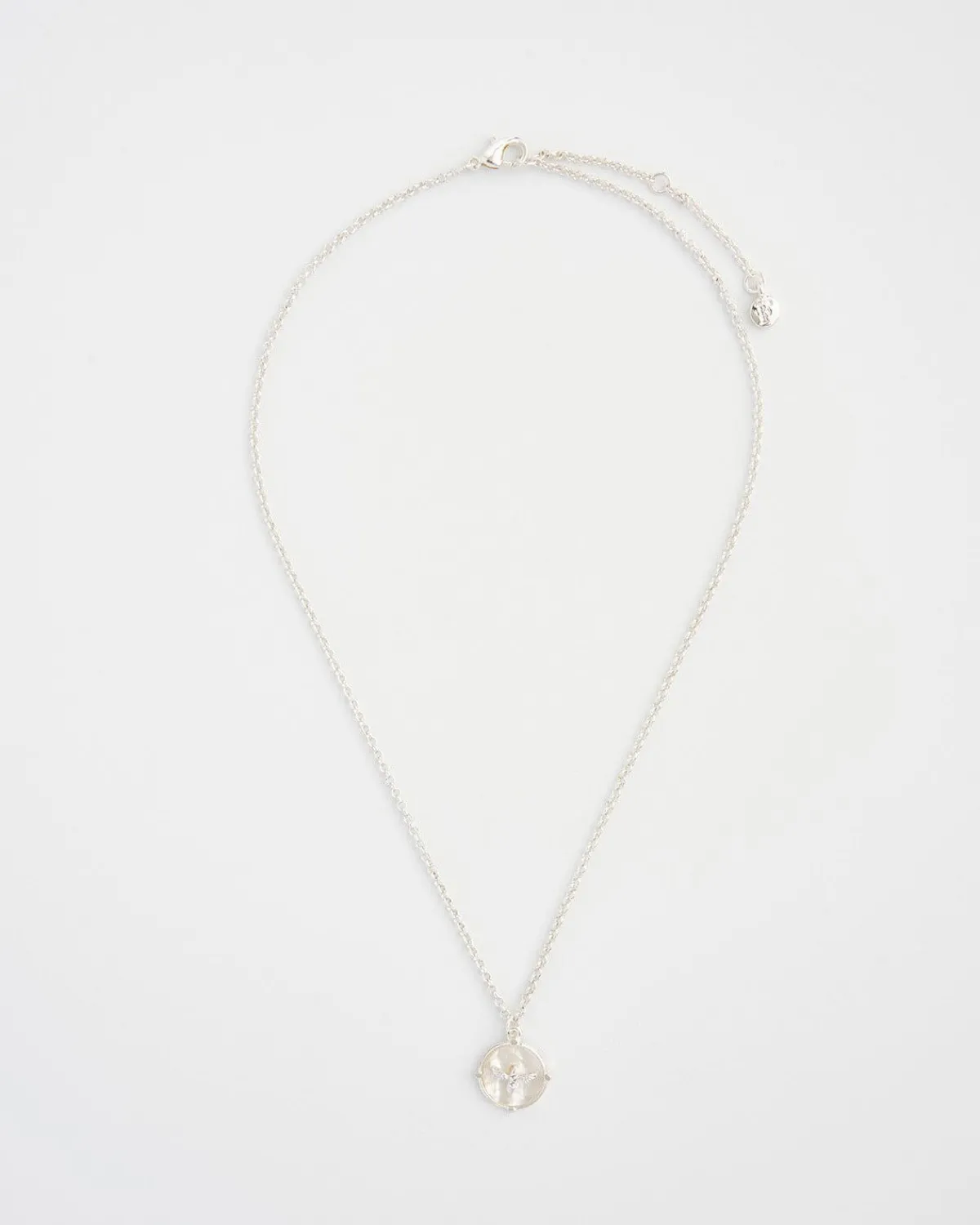 Necklaces-Fable England Honey Bee & Pearl Pendant Silver