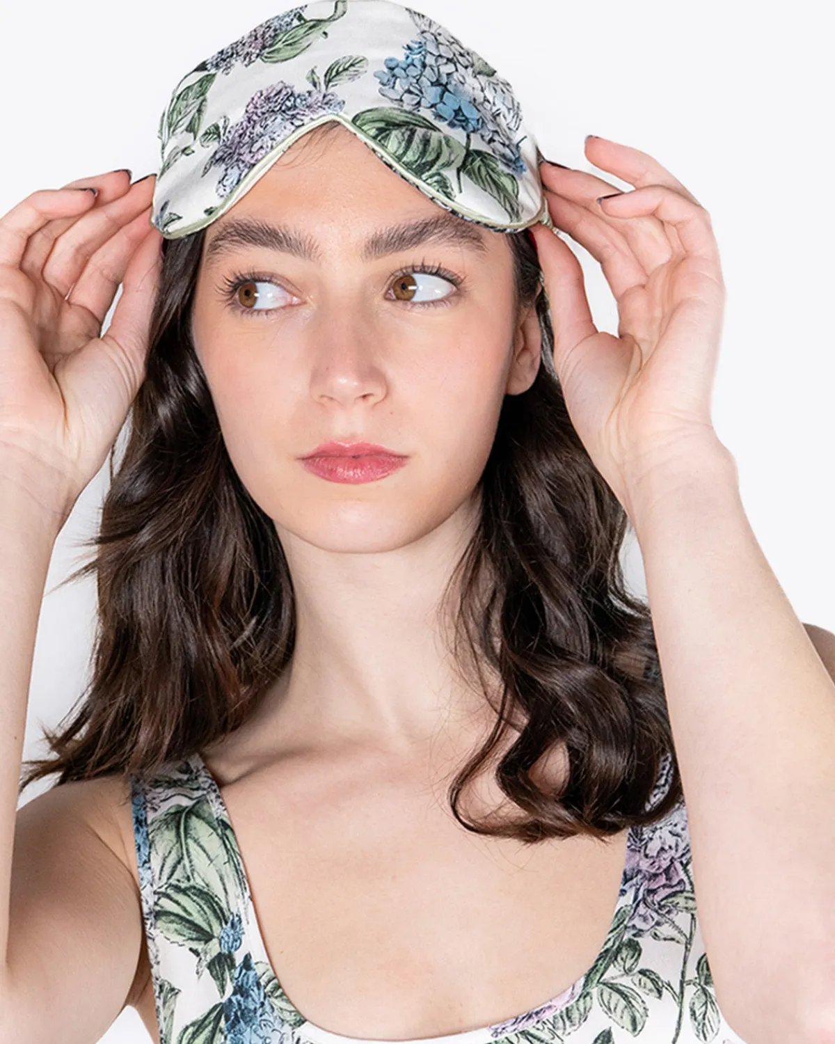 Sleep Masks-Fable England Hydrangea Ivory Sleep Mask