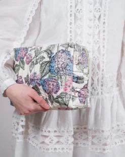 Pouches|Makeup Bags-Fable England Hydrangea Large Quilted Makeup Bag