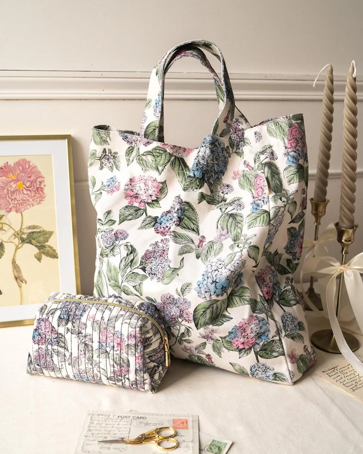 Work Bags|Tote Bags-Fable England Hydrangea Shopper Tote Bag