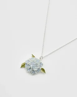 Silver Jewelry|Necklaces-Fable England Hydrangea Silver Necklace