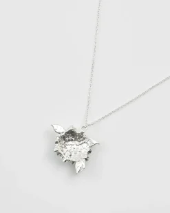 Silver Jewelry|Necklaces-Fable England Hydrangea Silver Necklace