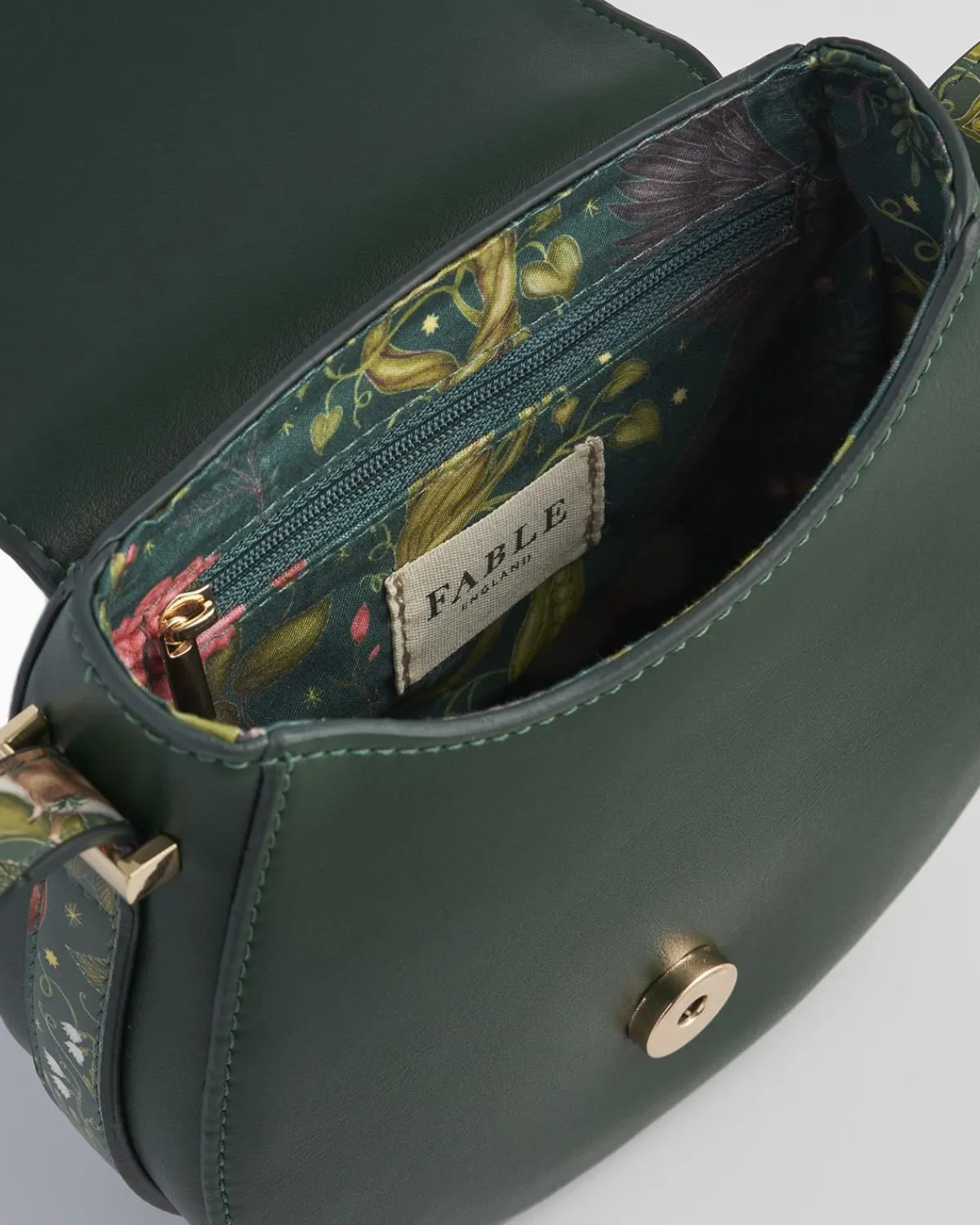 Cross Body Bags-Fable England Into the Woods Green Saddle Purse