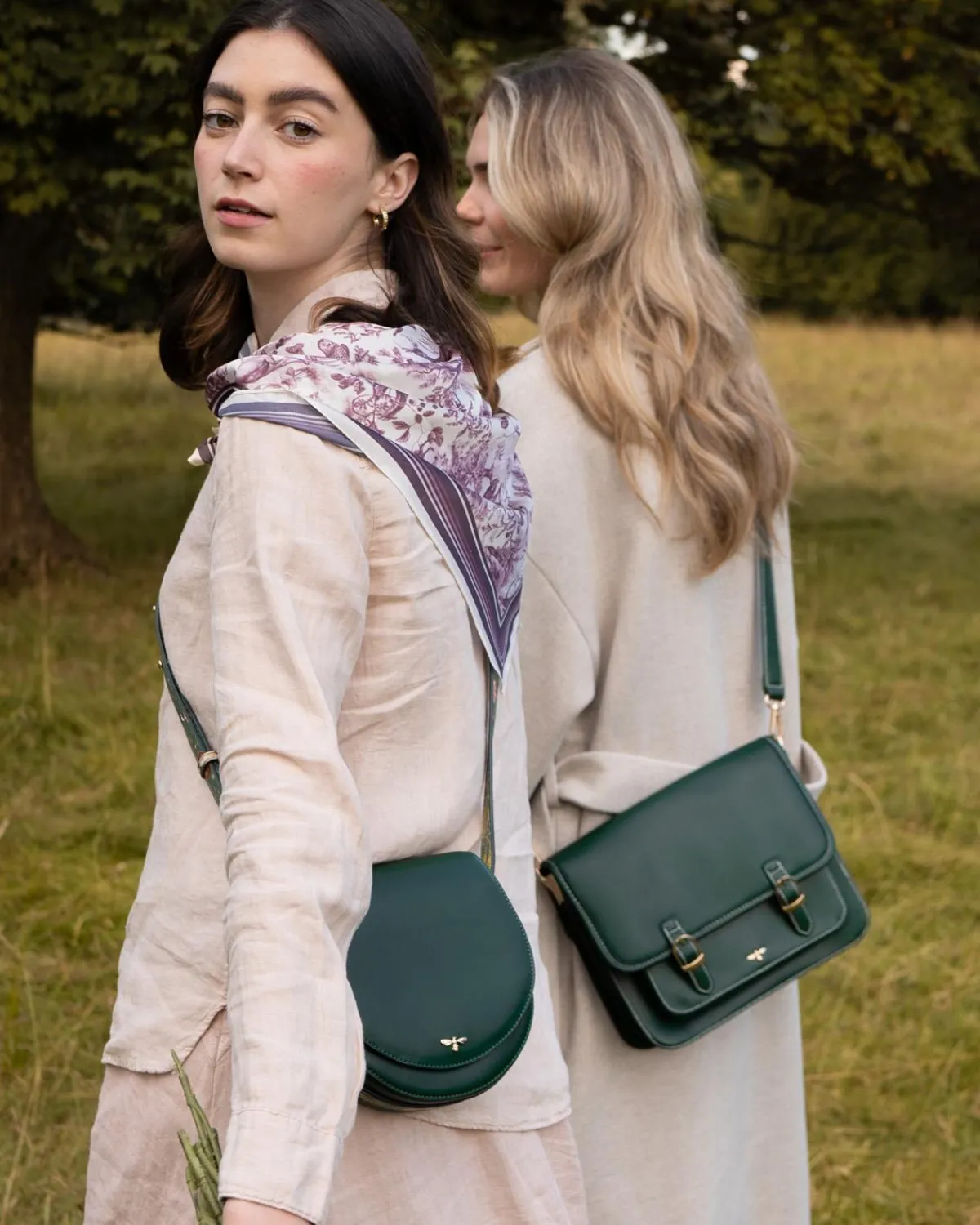 Cross Body Bags-Fable England Into the Woods Green Saddle Purse