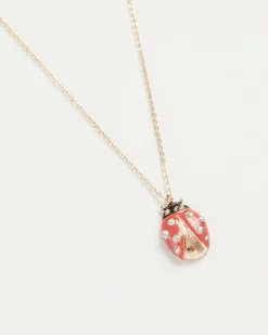 Necklaces-Fable England Ladybird Enamel Long Necklace