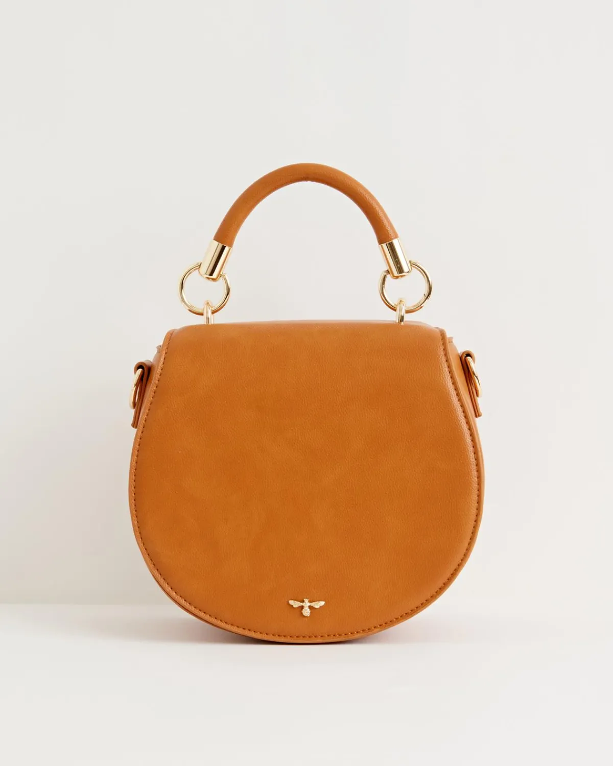 Cross Body Bags-Fable England Liberty Saddle bag Tan Vegan Leather