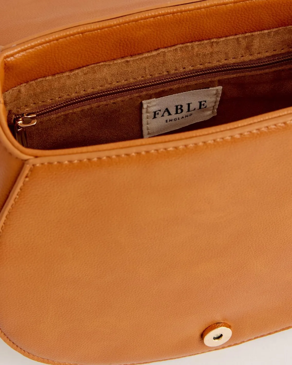 Cross Body Bags-Fable England Liberty Saddle bag Tan Vegan Leather