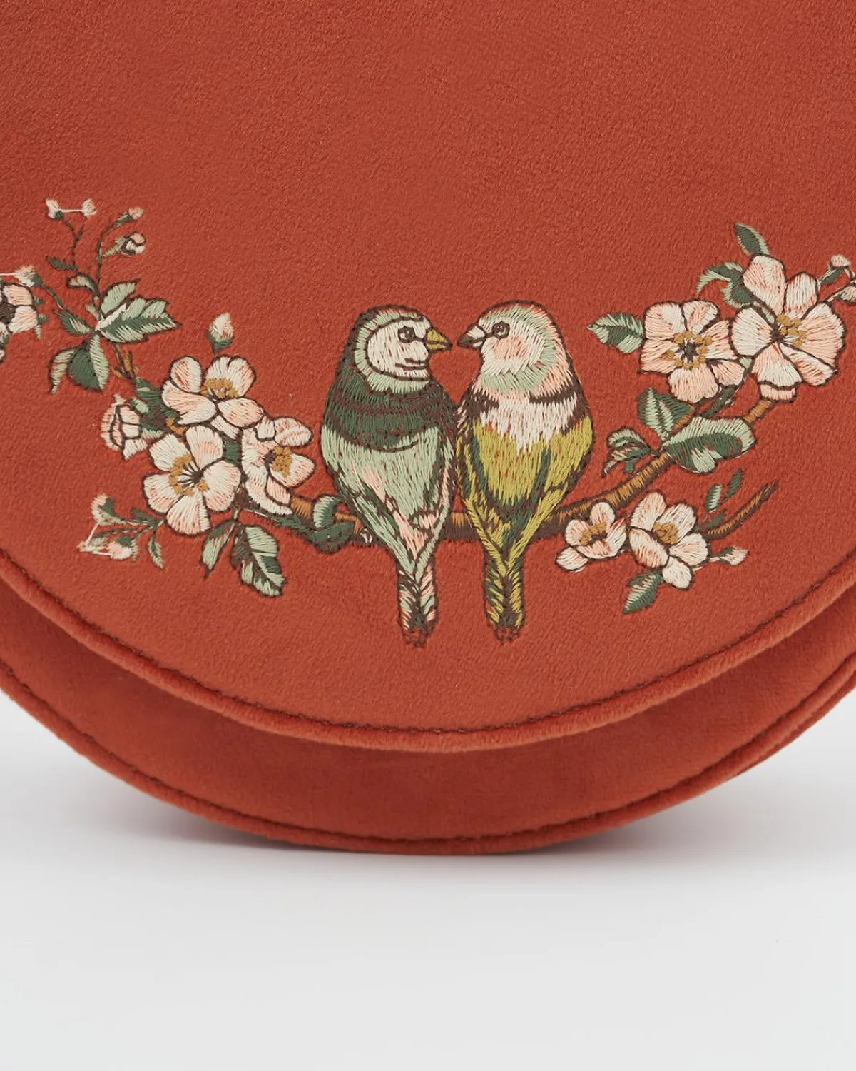 Cross Body Bags|Embroidered Bags-Fable England Lovebirds Saddle Purse