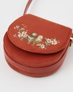 Cross Body Bags|Embroidered Bags-Fable England Lovebirds Saddle Purse