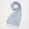 Winter Scarves-Fable England Magical Mushroom Embroidered Cozy Blue Scarf