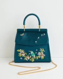 Bracelets & Bangles|Clutch & Evening Bags-Fable England Morning Song Kingfisher Mini Teal Tote