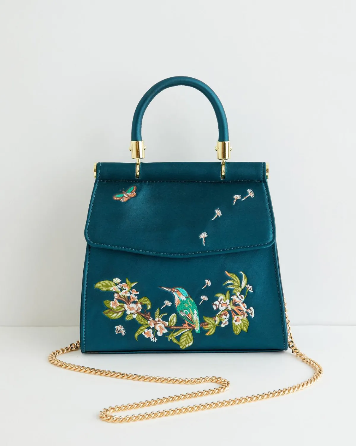 Bracelets & Bangles|Clutch & Evening Bags-Fable England Morning Song Kingfisher Mini Teal Tote