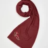 Winter Scarves-Fable England Mushroom Embroidered Burgundy Pashmina Scarf