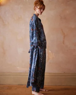 Kimonos-Fable England Nocturnal Garden Kimono Midnight Blue