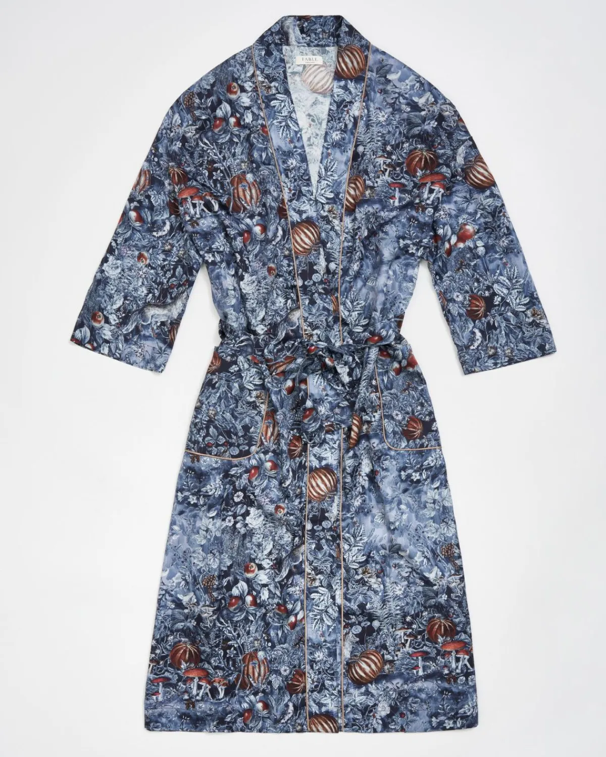 Kimonos-Fable England Nocturnal Garden Kimono Midnight Blue