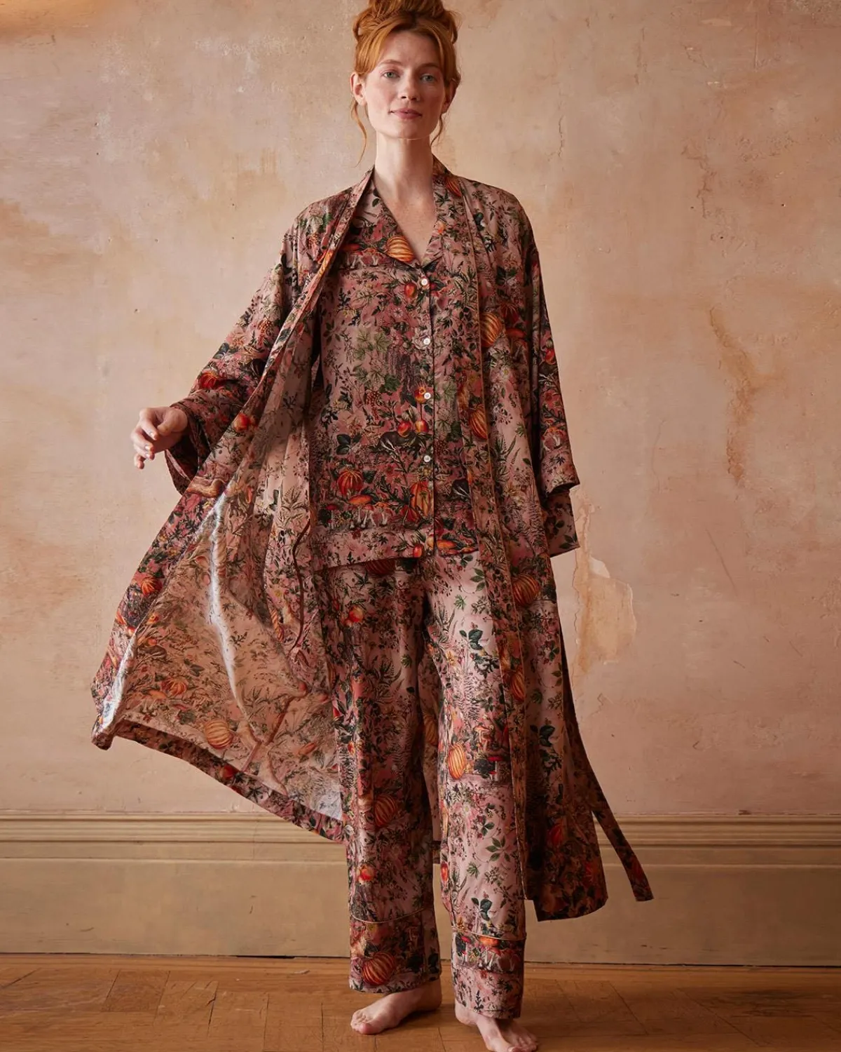 Kimonos-Fable England Nocturnal Garden Kimono Pink Lady