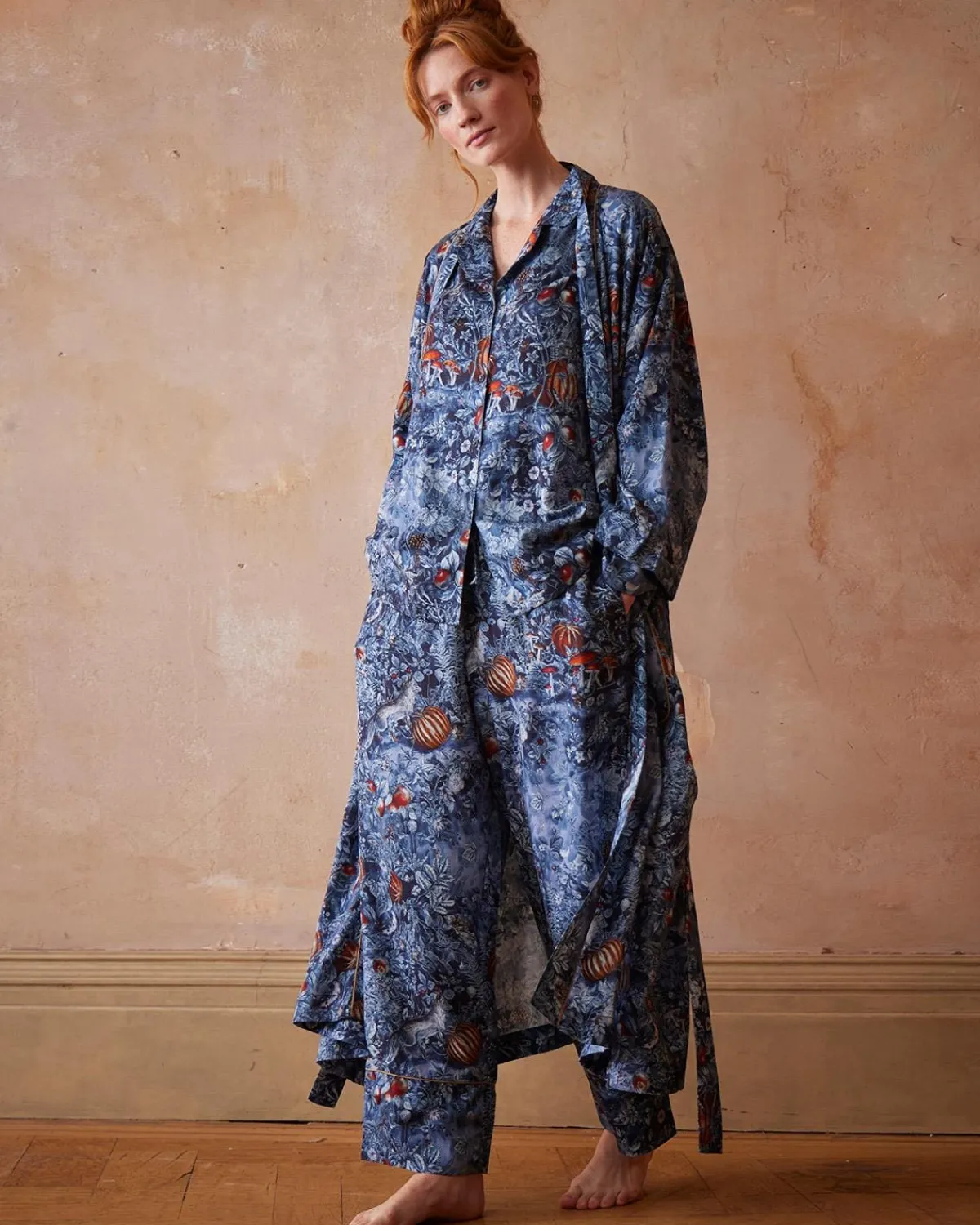 Pajamas-Fable England Nocturnal Garden Pajamas Midnight Blue