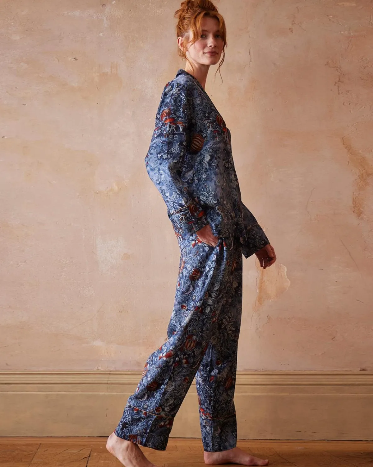 Pajamas-Fable England Nocturnal Garden Pajamas Midnight Blue