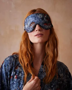 Sleep Masks-Fable England Nocturnal Garden Sleep Mask Midnight Blue