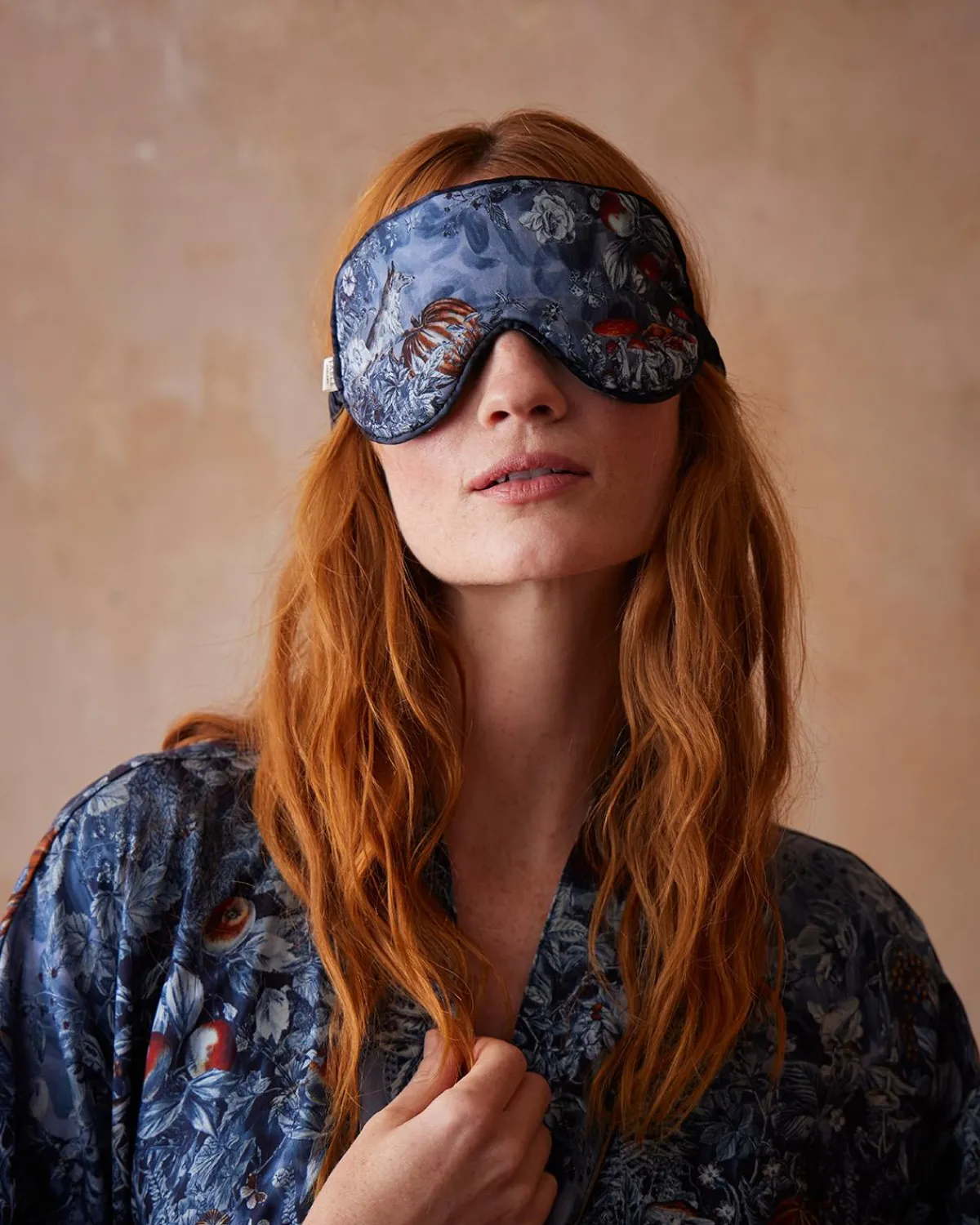 Sleep Masks-Fable England Nocturnal Garden Sleep Mask Midnight Blue