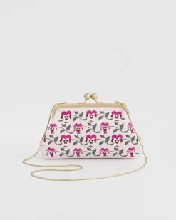 Cross Body Bags|Embroidered Bags-Fable England Pansy Victoriana Pink Clutch