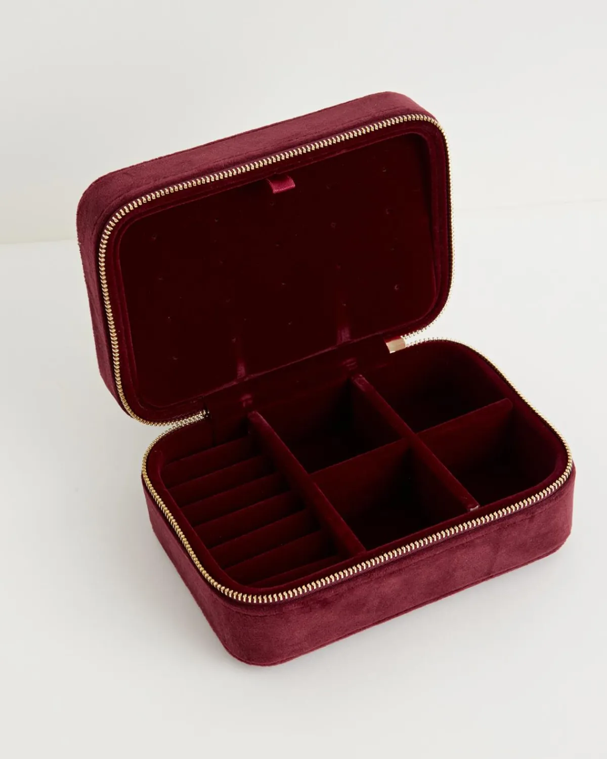Jewelry Boxes-Fable England Robin Love Embroidered Large Jewellery Box Redcurrant Velvet