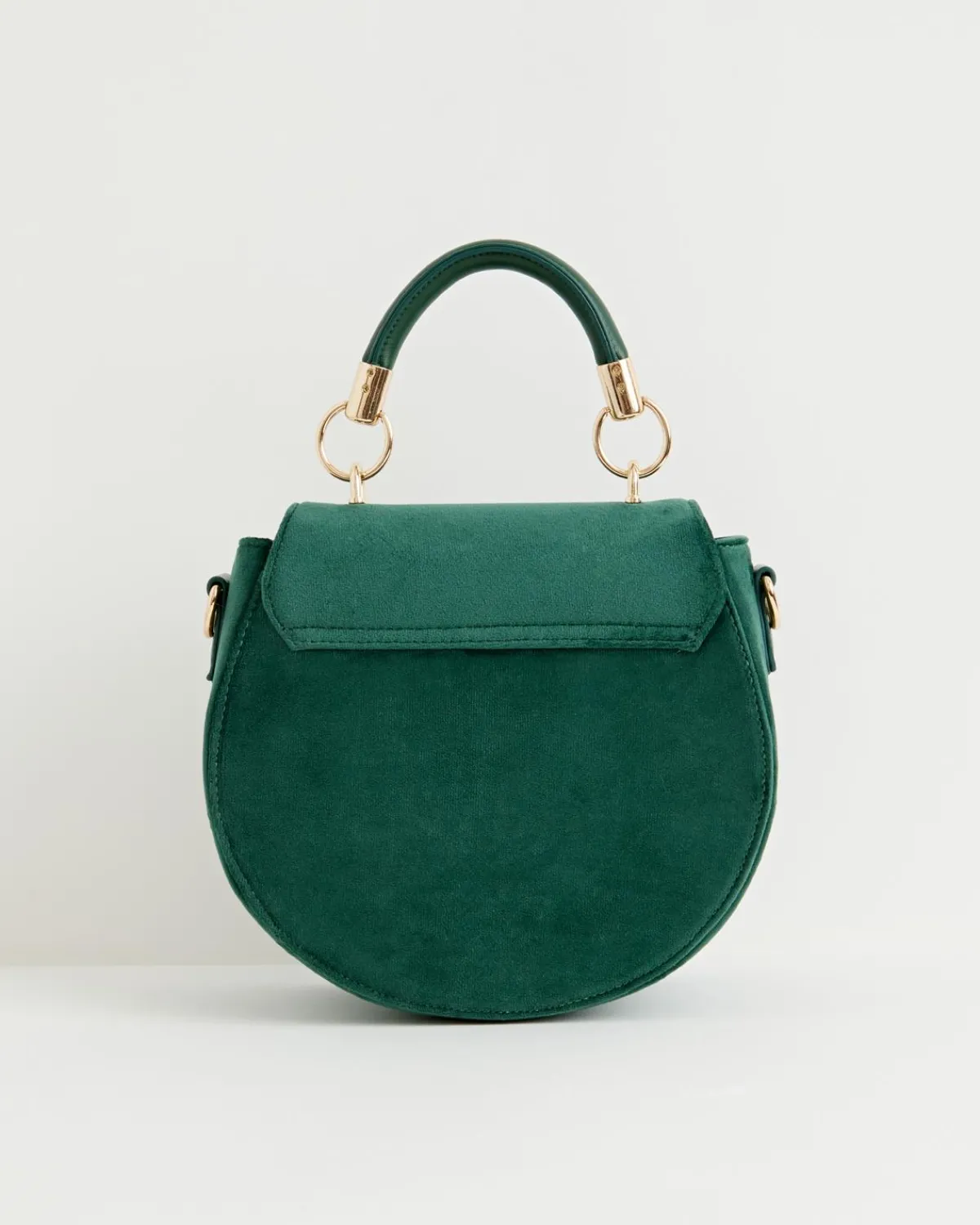 Cross Body Bags|Embroidered Bags-Fable England Robin Love Velvet Embroidered Saddle Bag - Fern Green