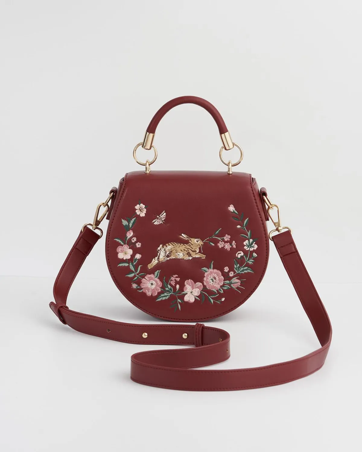 Cross Body Bags|Embroidered Bags-Fable England Running Bunny Saddle Bag
