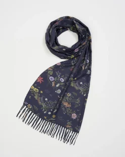 Winter Scarves-Fable England Running Bunny Toile Fringe Scarf