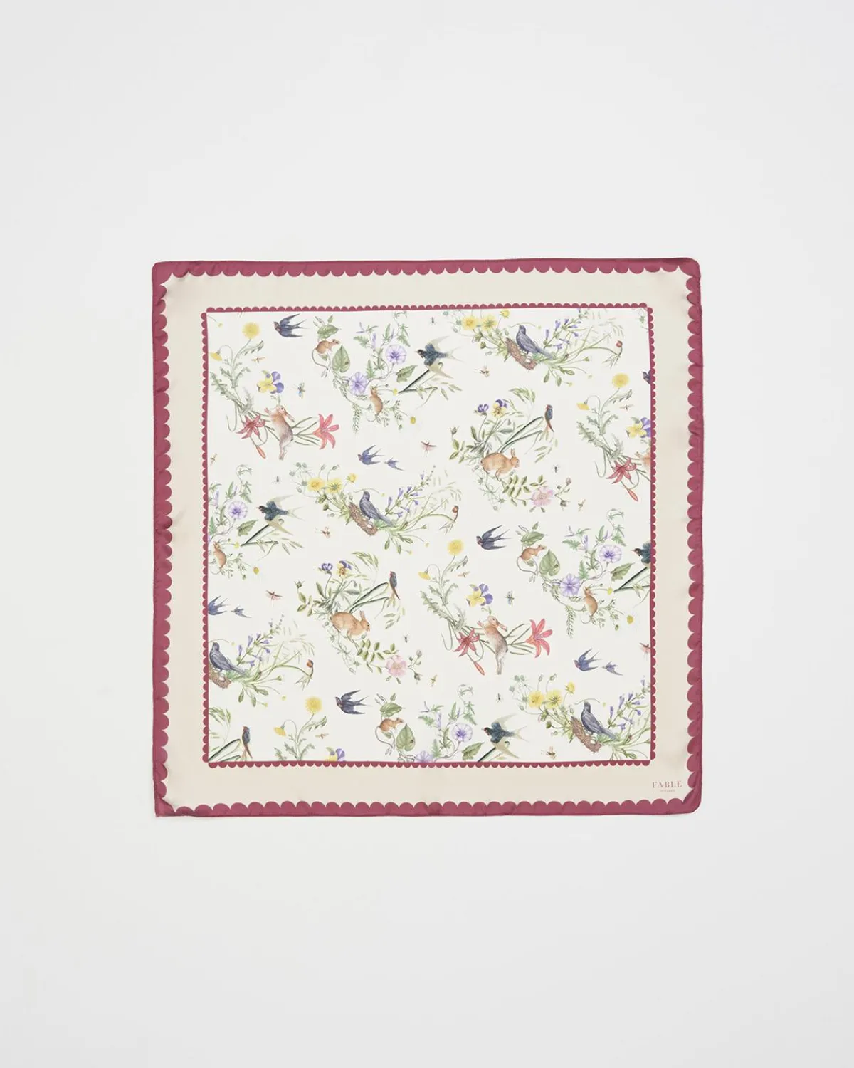 Square Scarves-Fable England Running Bunny Toile Ivory Square Scarf