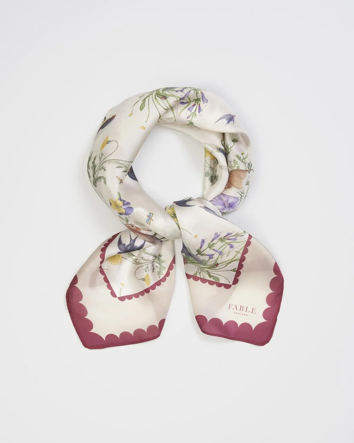 Square Scarves-Fable England Running Bunny Toile Ivory Square Scarf