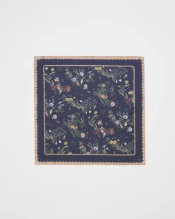 Square Scarves-Fable England Running Bunny Toile Navy Square Scarf