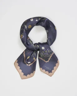 Square Scarves-Fable England Running Bunny Toile Navy Square Scarf