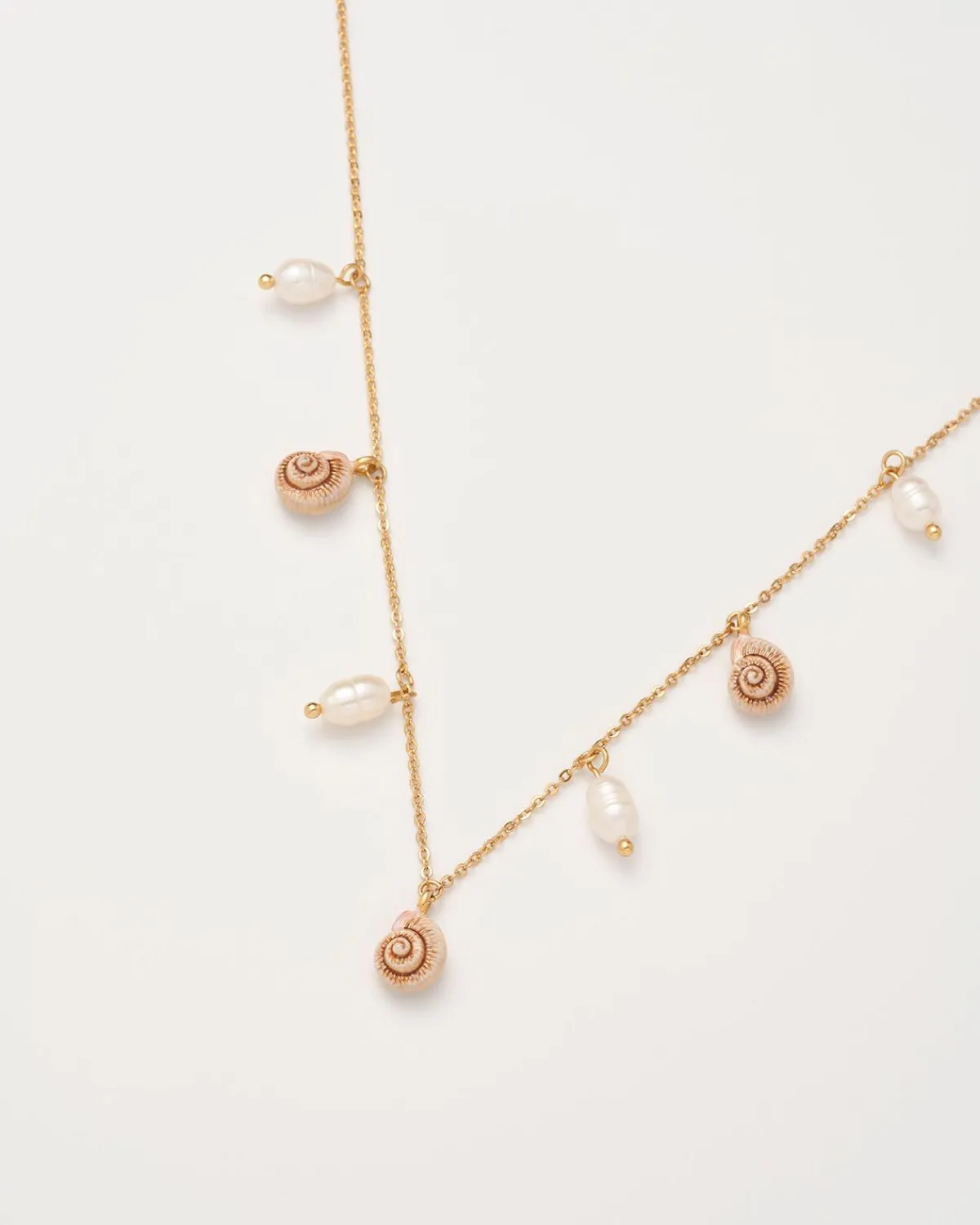 Necklaces-Fable England Sea Snail Charm & Pearl Necklace