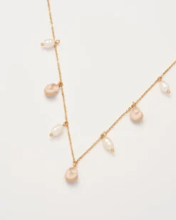 Necklaces-Fable England Sea Snail Charm & Pearl Necklace