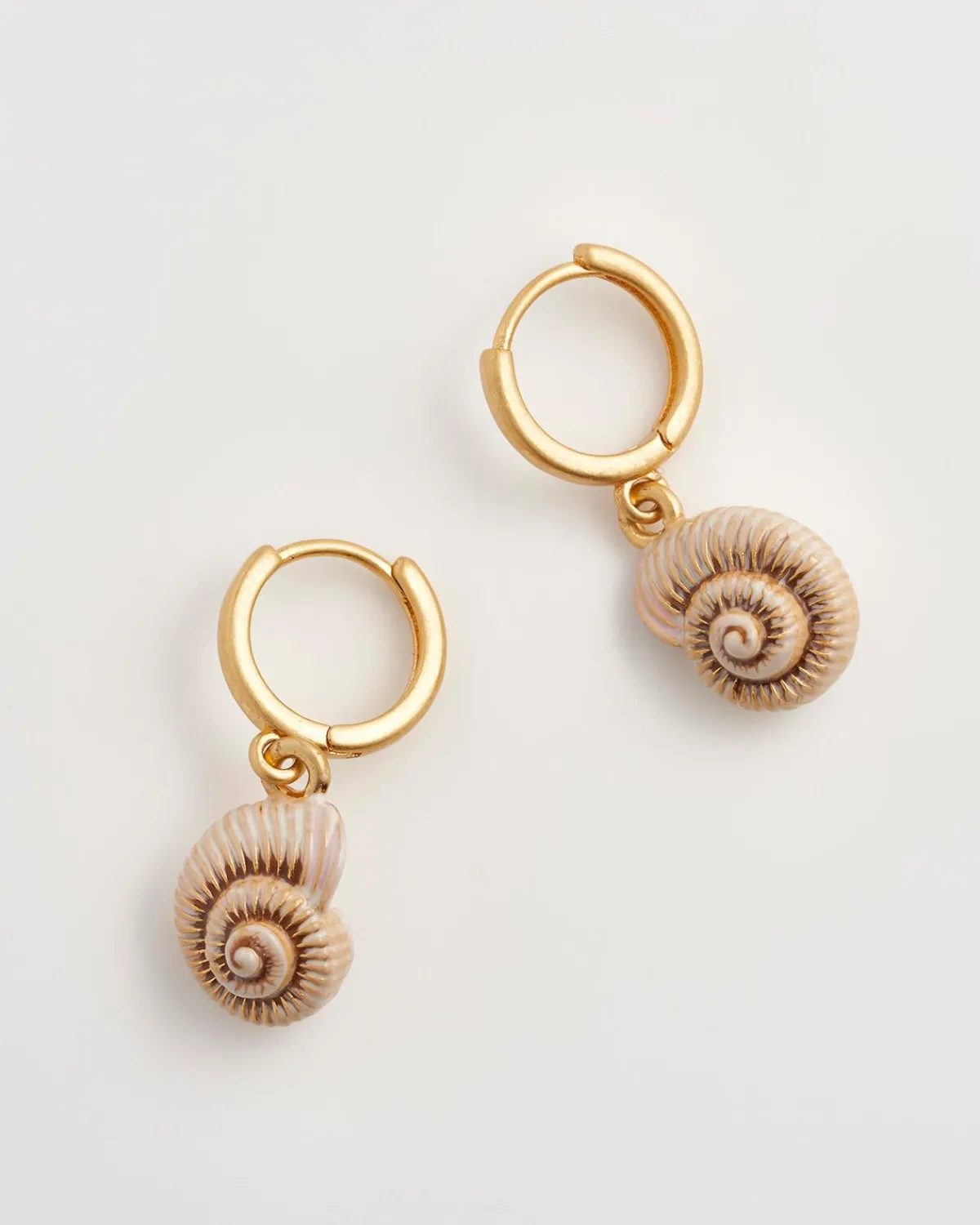 Earrings-Fable England Sea Snail Shell Huggie Hoops