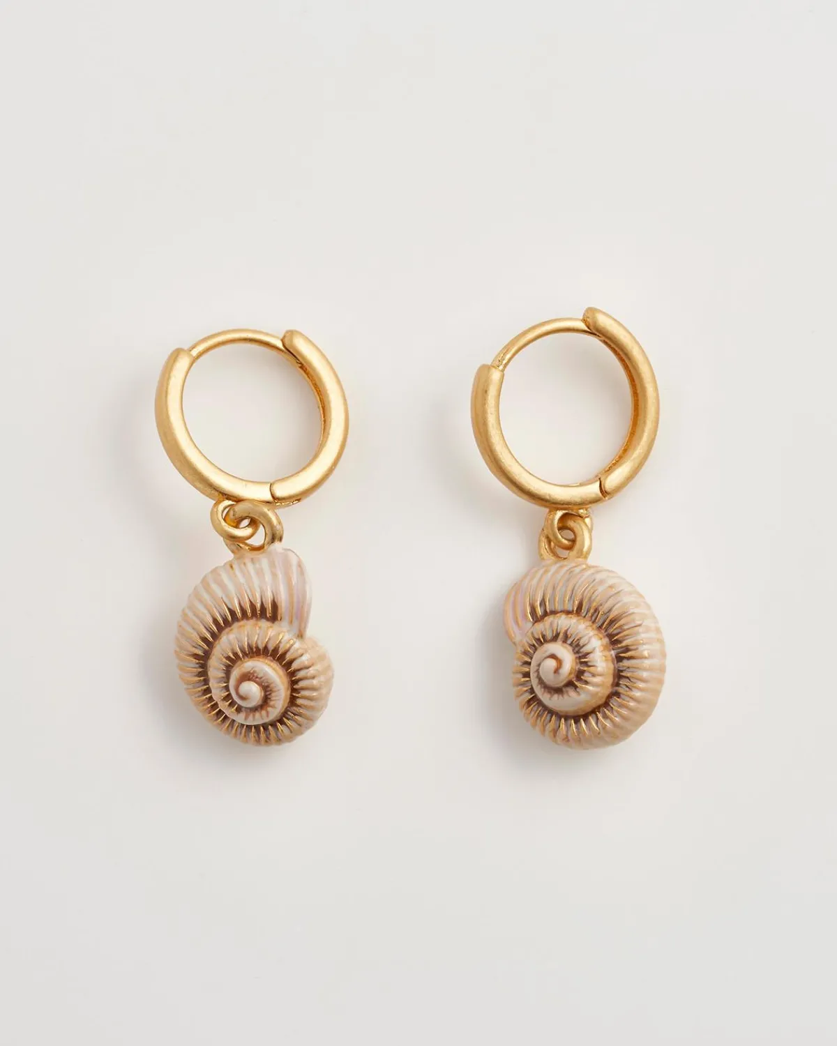 Earrings-Fable England Sea Snail Shell Huggie Hoops