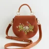 Embroidered Bags-Fable England Sleepy Fawn Embroidered Satin Saddle Bag
