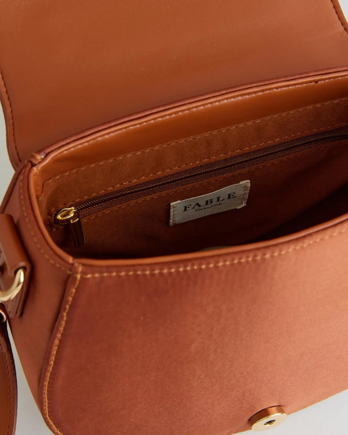 Embroidered Bags-Fable England Sleepy Fawn Embroidered Satin Saddle Bag
