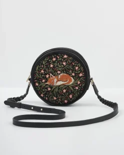 Embroidered Bags|Cross Body Bags-Fable England Sleepy Fox Circle Purse