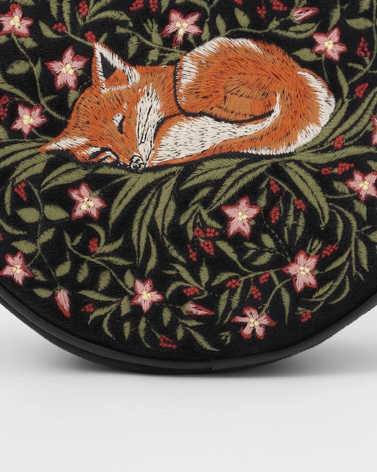 Embroidered Bags|Cross Body Bags-Fable England Sleepy Fox Circle Purse