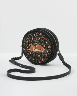 Embroidered Bags|Cross Body Bags-Fable England Sleepy Fox Circle Purse