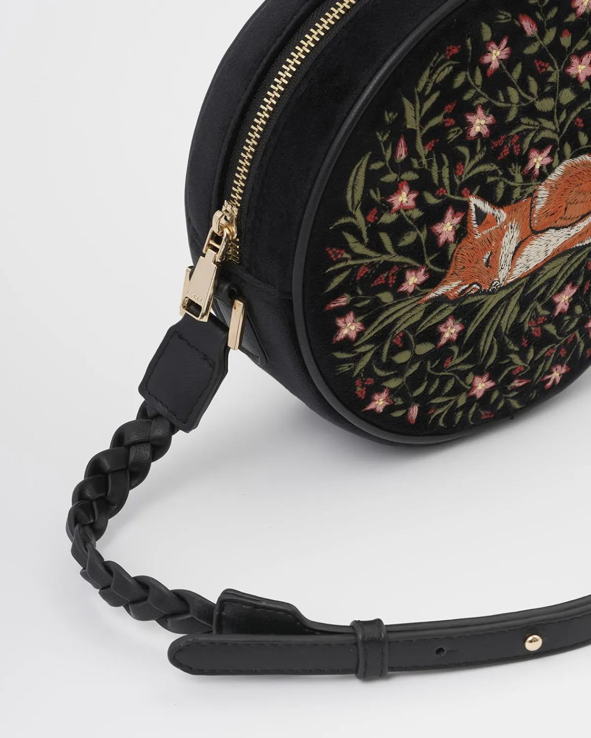Embroidered Bags|Cross Body Bags-Fable England Sleepy Fox Circle Purse