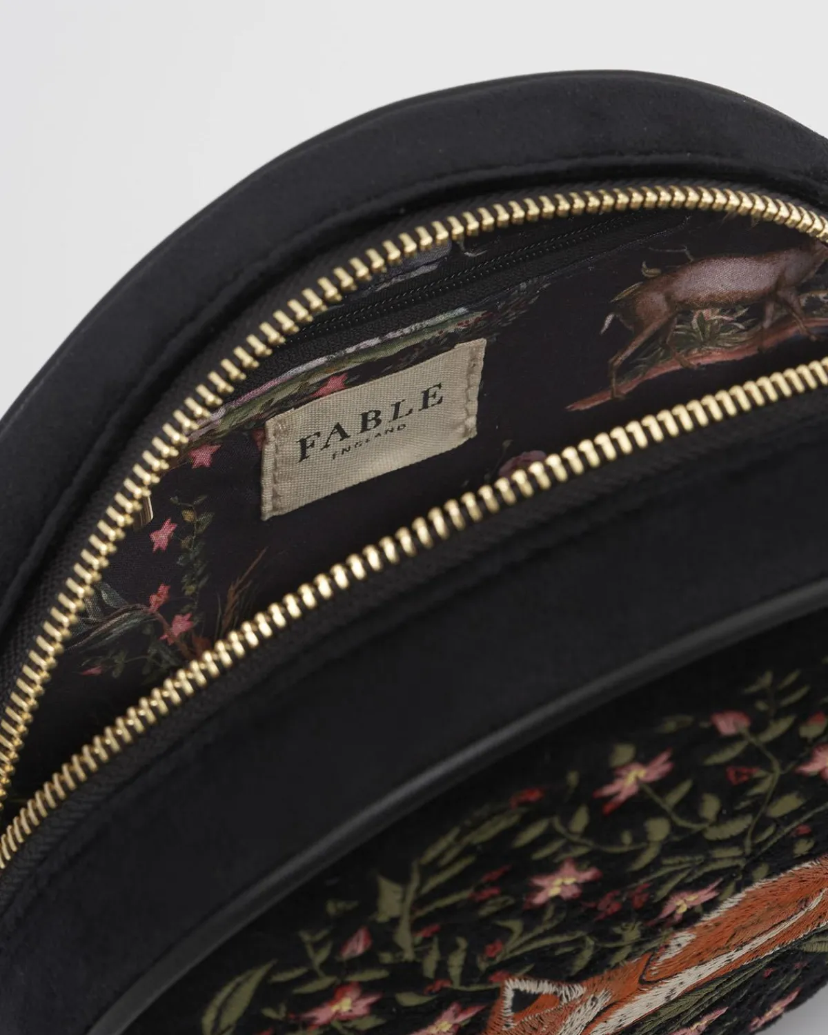 Embroidered Bags|Cross Body Bags-Fable England Sleepy Fox Circle Purse