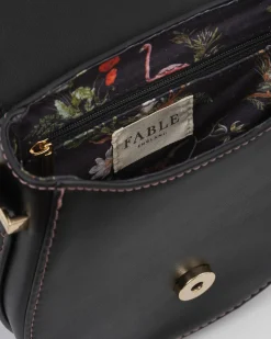 Cross Body Bags|Embroidered Bags-Fable England Sleepy Fox Saddle Purse