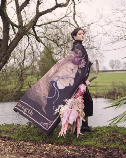 Winter Scarves-Fable England Strength' Tarot Tales Blanket Scarf - Jessica Roux Collaboration