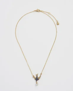 Necklaces-Fable England Swallow & Pearl Necklace