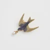 Pins & Brooches-Fable England Swallow & Pearl Pin