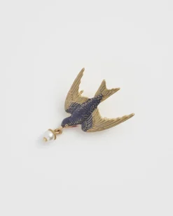 Pins & Brooches-Fable England Swallow & Pearl Pin